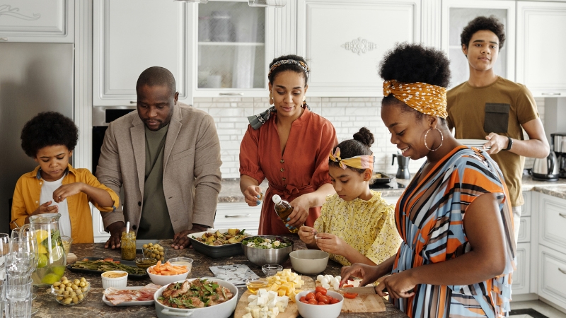 Decorative image of friends or relatives stepping in to help the family navigate their daily routine with a special needs child