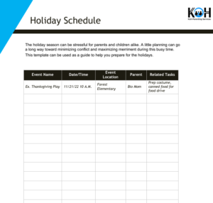 Develop Your Holiday Schedule​