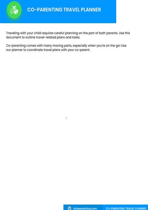 Coparenting travel planner